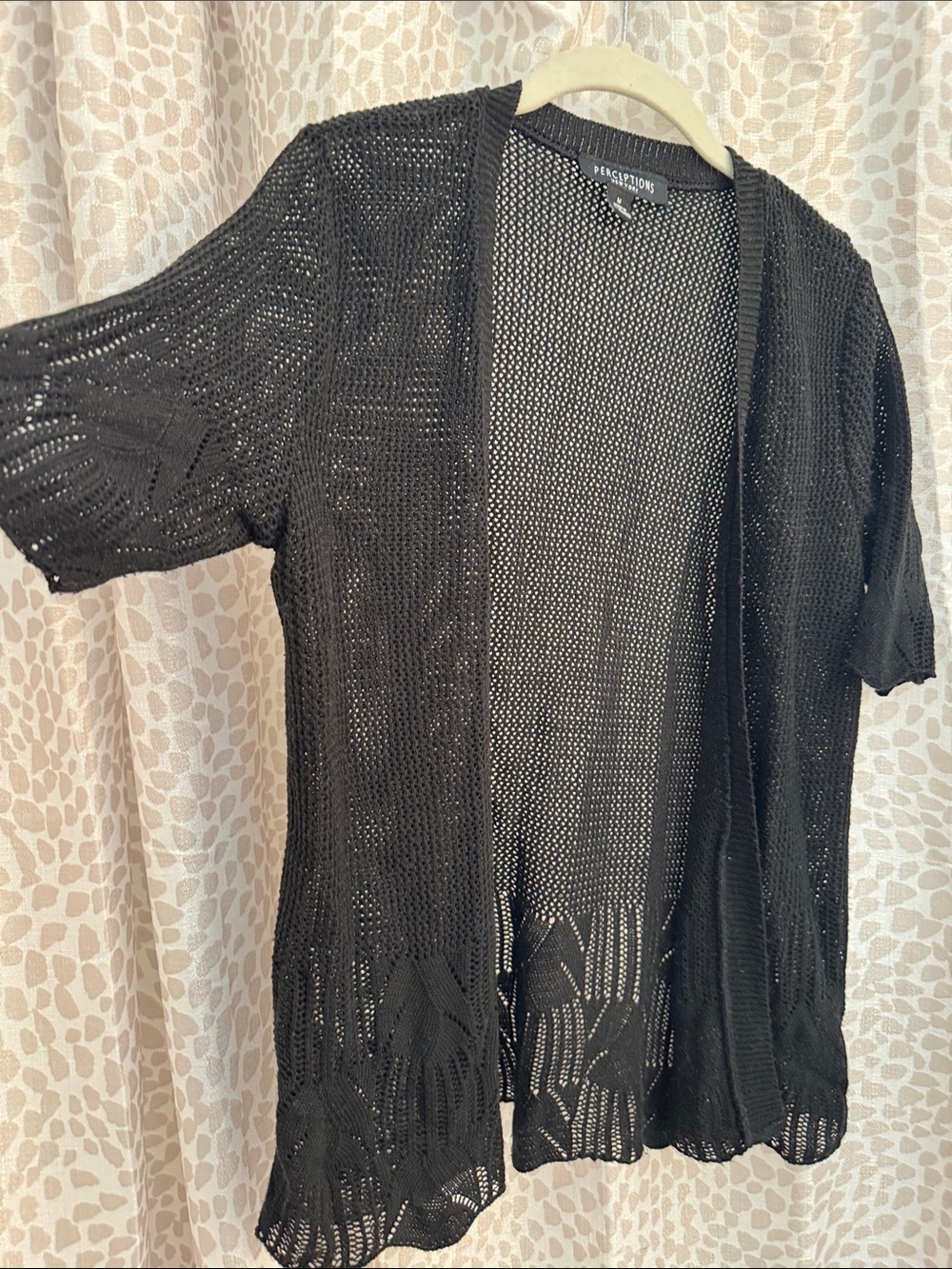 Perceptions Black Open-Front Short Sleeve Knit Cardigan
